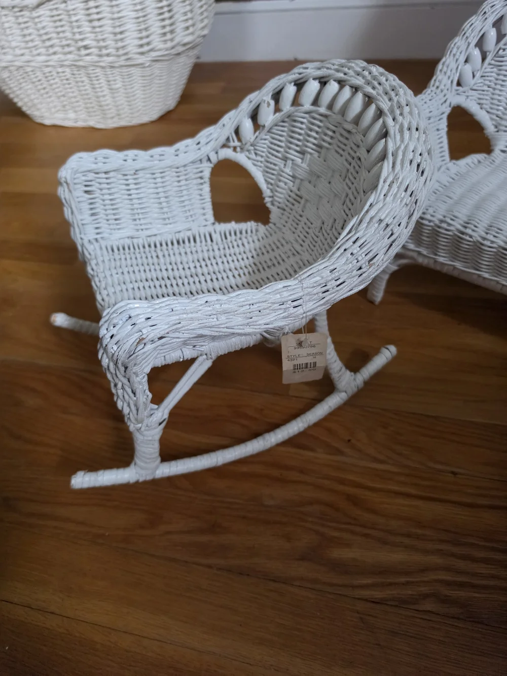 18' Doll Furniture White Wicker Accent Chair, Loveseat, Ricker Set